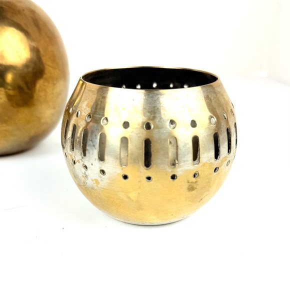 Set Of 5 India Brass Cut Out Candle Holders Lot Various Designs Clover, Duck, - Picture 6 of 11